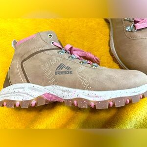 Reebok New RBX Ritah Faux Leather Tan Pink Hiking Boots Shoes size: 7.5